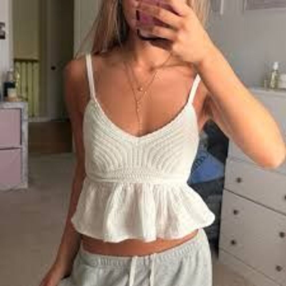 Hollister Baby Doll White Crochet Tank Top Sz S